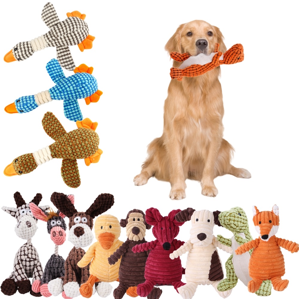 Interactive Squeaky Plush Dog Toy - Juguetes chirriantes con forma de animales,