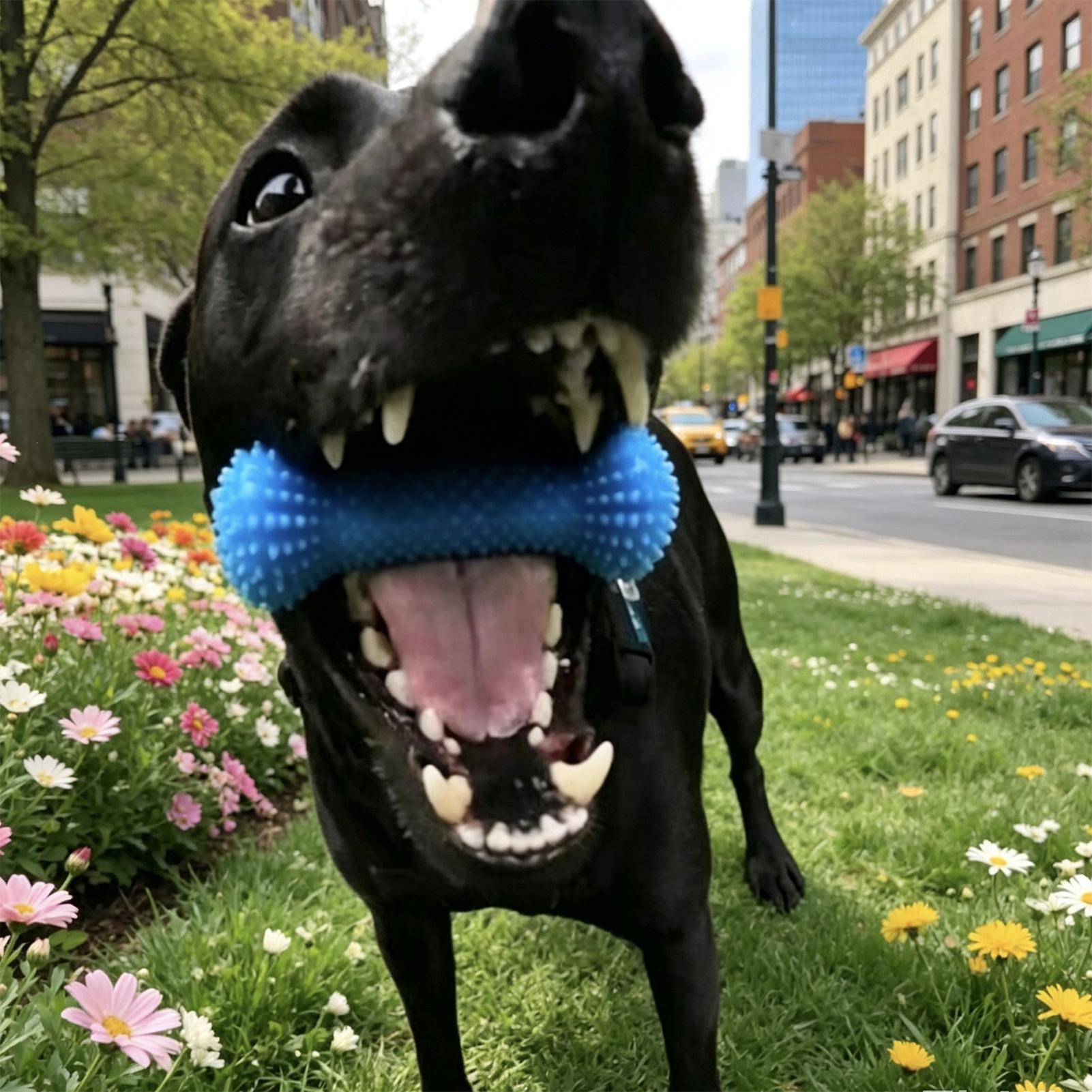 Interactive Squeaky Plush Dog Toy - Juguetes para cepillar los dientes de