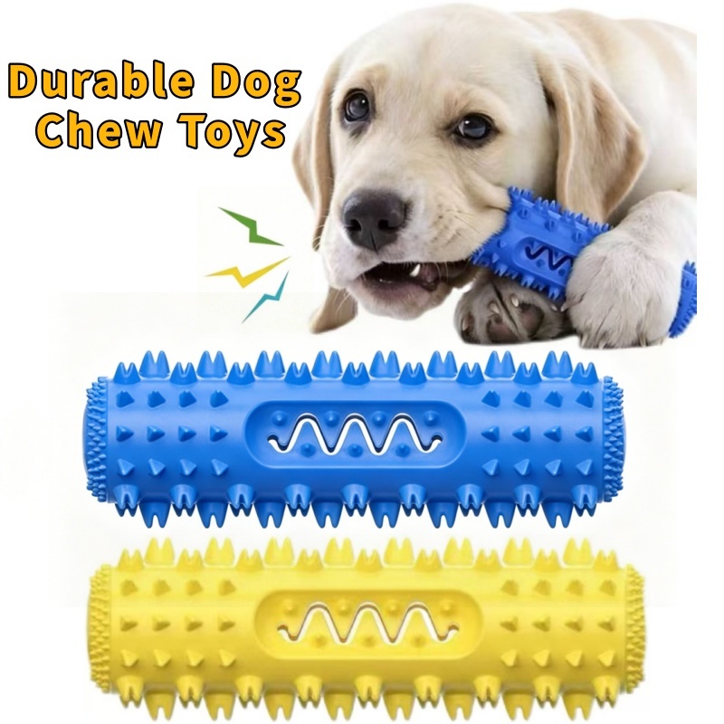 Interactive Squeaky Plush Dog Toy - Barrita masticable dental 3 en 1,
